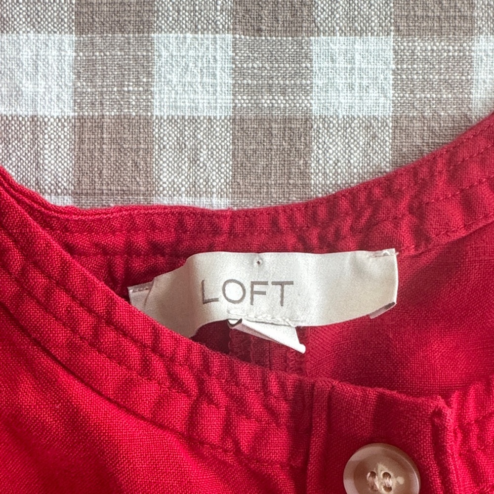 Loft Vibrant Red Button-Down Top - image 2